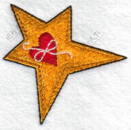 绣花图标中国五角星色彩免费素材