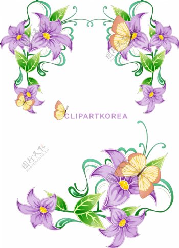 饰品紫花蝴蝶树叶花纹镜框移门图