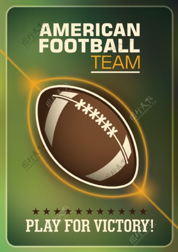 复古美式橄榄球队海报矢量素材.
