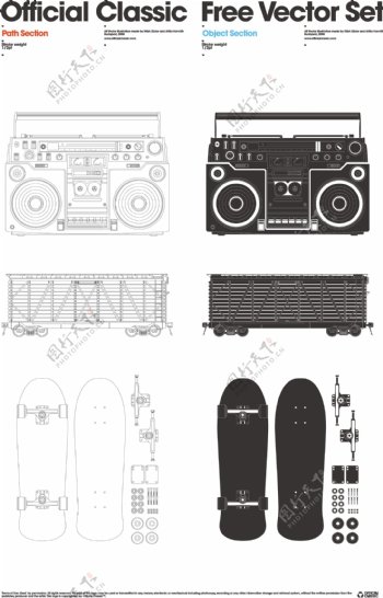 收音机货柜滑板矢量素材