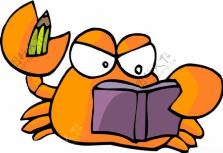 位图卡通动物螃蟹铅笔书免费素材