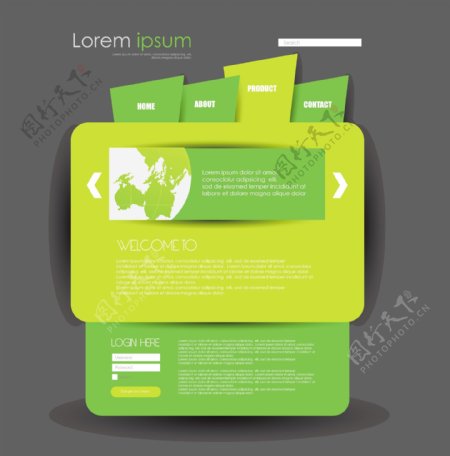 创意时尚绿色网页设计模板矢量素材2