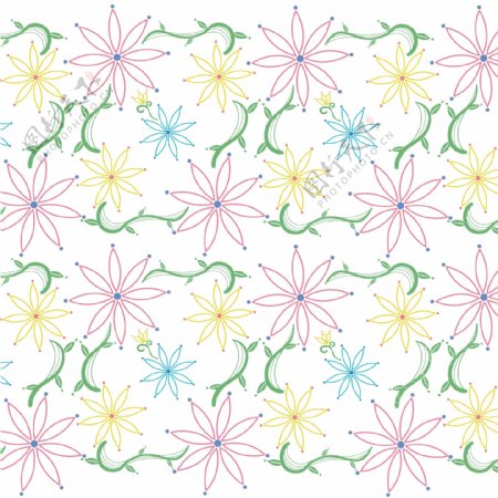 线描花卉印花图案