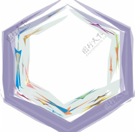 紫色主题六边形艺术相框图片