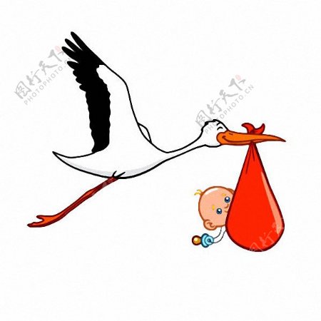 位图抽象卡通动物鹤色彩免费素材