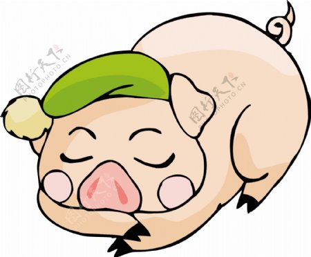卡通生肖猪年素材小懒猪矢量图79
