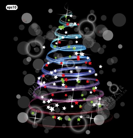 炫彩抽象圣诞树背景矢量素材