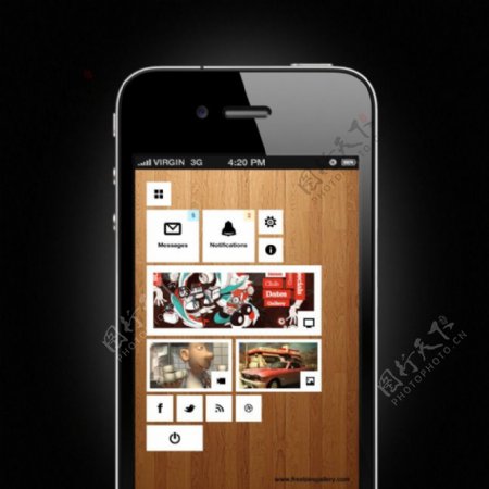 木纹背景手机UI界面素材