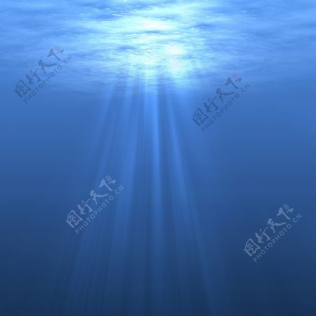 蓝色深海阳光照射海底高清图片