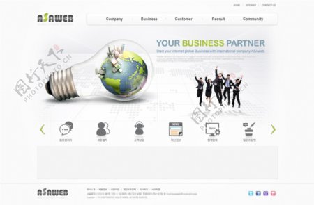 简洁商务韩国网站psd网页模板