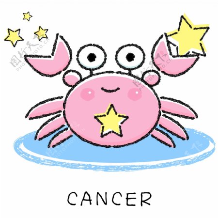 印花矢量图简单卡通卡通动物星座螃蟹免费素材