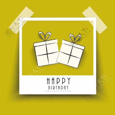 生日快乐海报或标签有两个礼品袋贴在棕色的背景