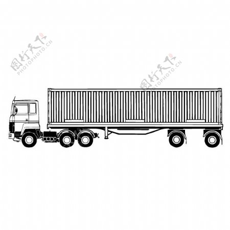 印花矢量图色彩黑白色卡车货车免费素材