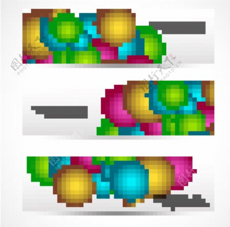 矢量素材时尚彩色条幅设计