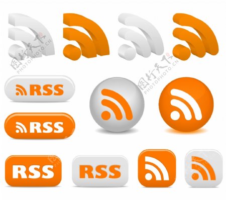 12光泽的RSS饲料社会矢量图标