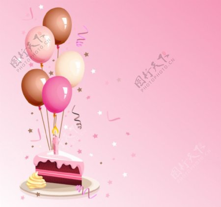气球与生日蛋糕矢量素材