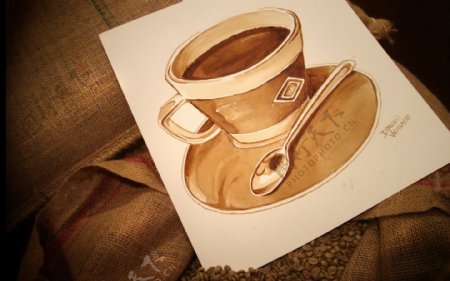 手绘咖啡杯图片