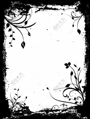 黑色和白色的花纹边框矢量素材