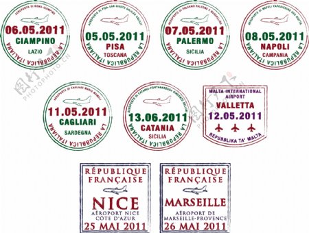 护照的意大利邮票