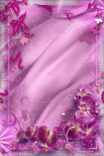 紫色花卉背景图片psd素材