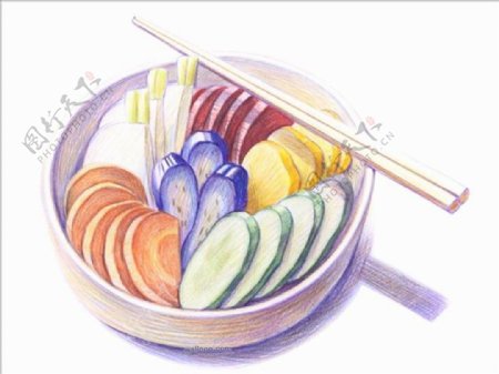 手绘水果日式料理