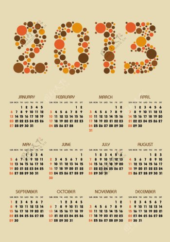 2013日历与颜色的泡泡矢量素材