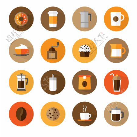 16款咖啡甜品图标