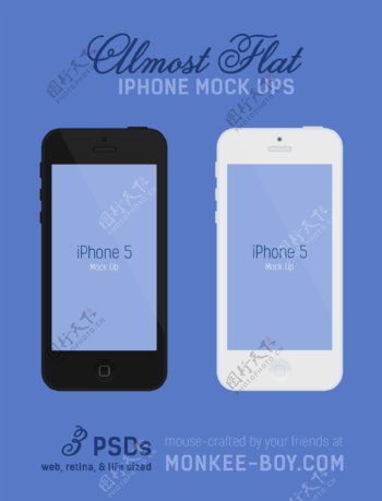 黑色或白色的iPhone5平原型集PSD