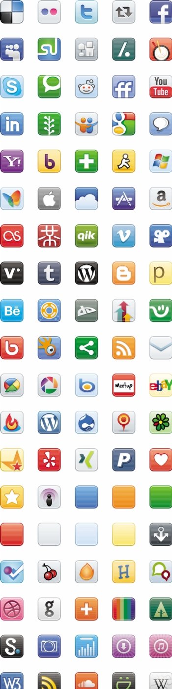 80个最流行的社交媒体图标包