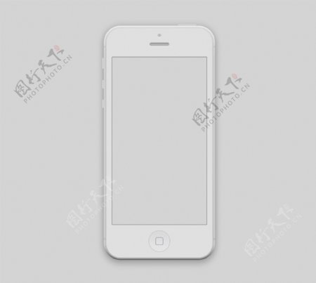 详细的白色iPhone5模型PSD模板