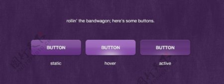 漂亮的紫色的Web界面按钮设置PSD