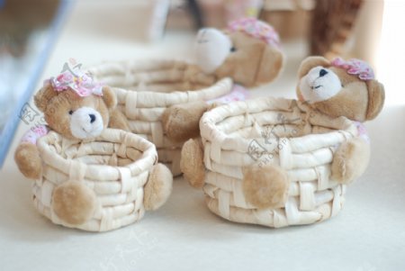 小熊储物筐编织品装饰儿童图片
