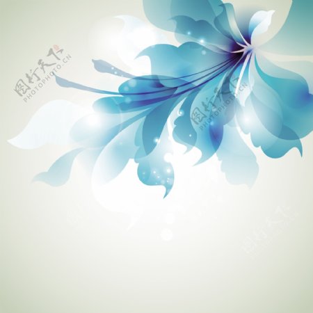 半透明的蓝色花卉背景矢量