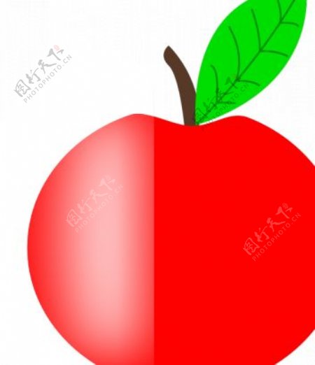一个绿色的叶红苹果矢量图像