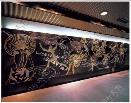 古代绘画艺术背景的走廊