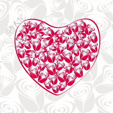 美丽的情人节的心从玫瑰矢量插画