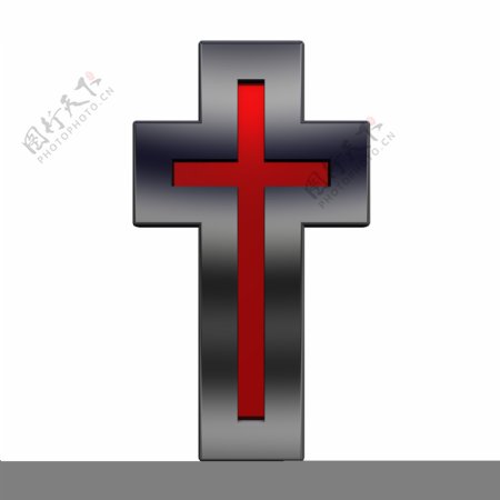 宝石光泽的黑色框教的十字架的白色隔离