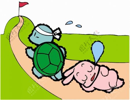 位图卡通动物乌龟乌龟兔子免费素材