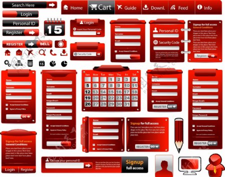 红色网页元素设计