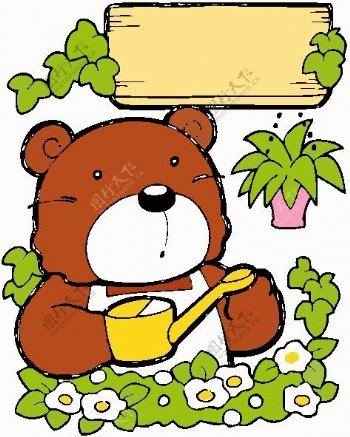 位图卡通动物熊花可爱卡通免费素材