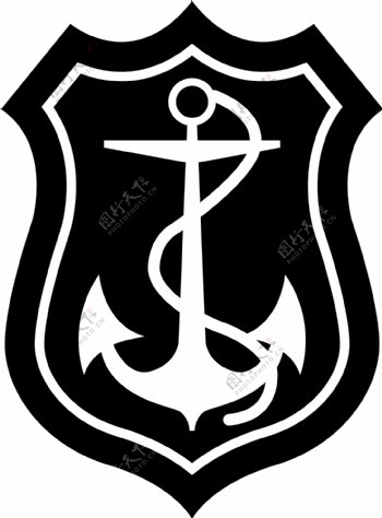 印花矢量图色彩黑白色徽章标记船锚免费素材