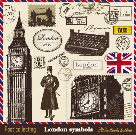 伦敦元邮票印戳