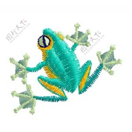 绣花动物青蛙绿色家纺免费素材