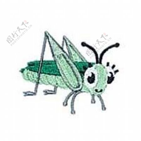 绣花动物蚂蚱色彩绿色免费素材