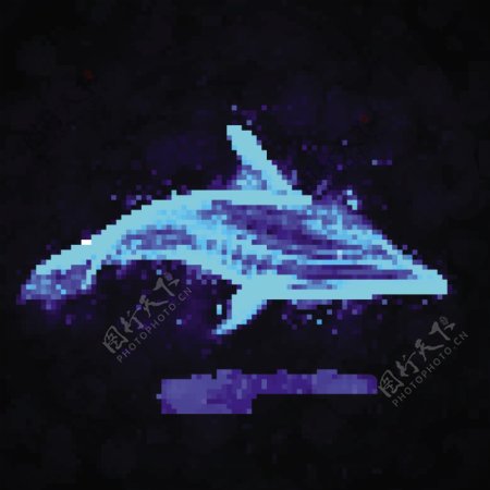 炫蓝光效海豚设计矢量素材