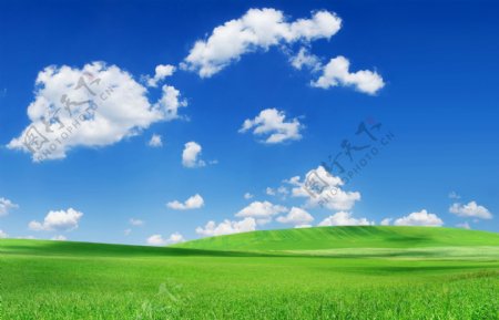蓝色天空绿色草地