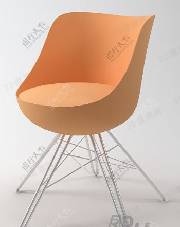 3D不锈钢腿布艺椅子模型