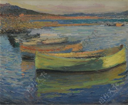 HenriMartinThaBoatsattheOutskirtsofCollioure1910画家风景画静物油画建筑油画装饰画