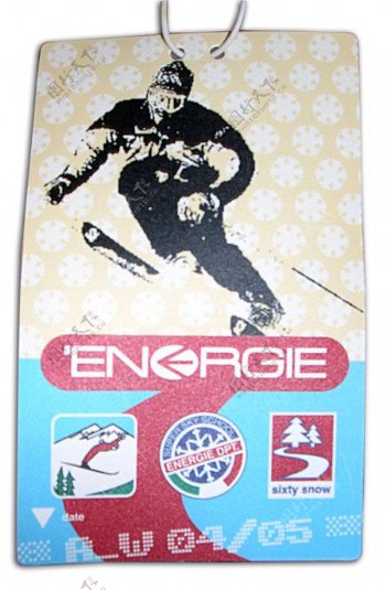 男人滑雪英文标志雪花免费素材