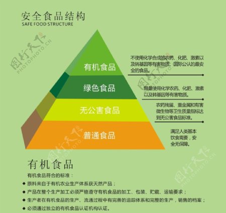 食品等级金字塔矢量图安全有机食品结构图